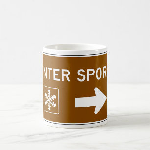 Winter Sports Road Sign Coffee Mug