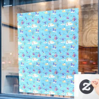 Winter Sports Skating Skiing Pattern Ski Shop Larg Window Cling
