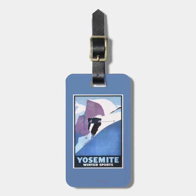 Winter Sports Skiing Promotional Poster Luggage Tag (Front Vertical)