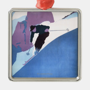 Winter Sports Skiing Promotional Poster Metal Tree Decoration