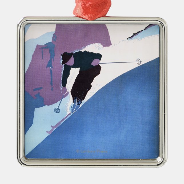 Winter Sports Skiing Promotional Poster Metal Tree Decoration (Front)