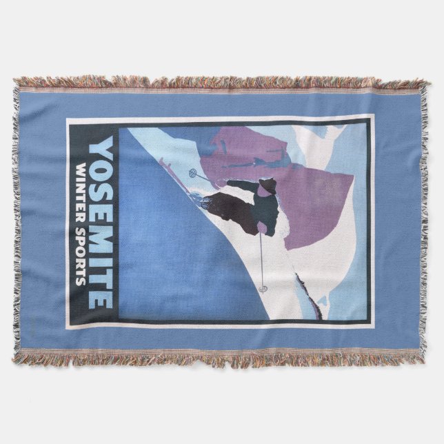 Winter Sports Skiing Promotional Poster Throw Blanket (Front)