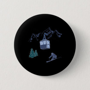 Winter Sports Skiing Snow Scene Vintage Ski Resort 6 Cm Round Badge