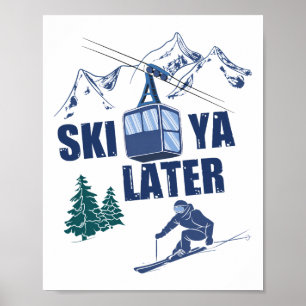 Winter Sports Skiing Snow Scene Vintage Ski Resort Poster