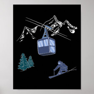 Winter Sports Skiing Snow Scene Vintage Ski Resort Poster