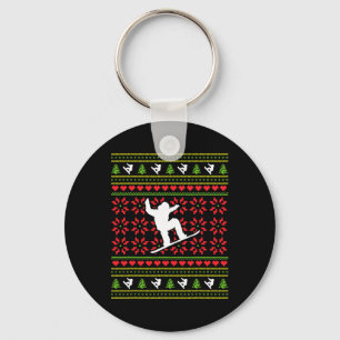 Winter Sports Ugly Sweater Snowboarding Christmas Key Ring