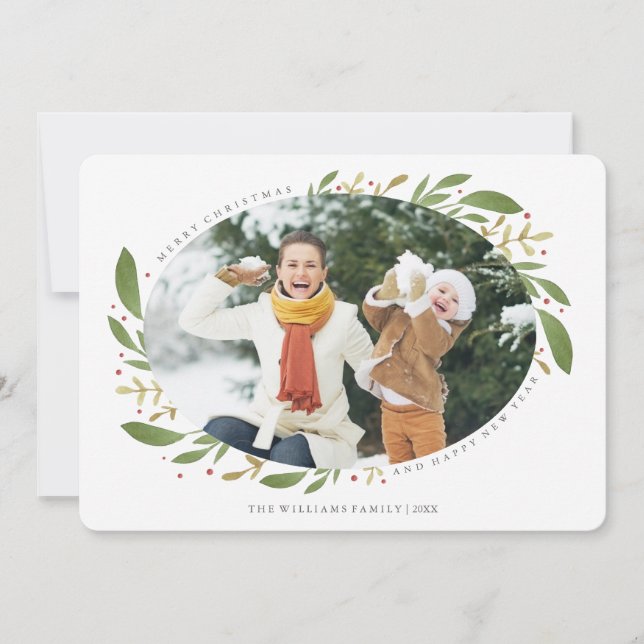 Winter Sprigs Christmas Photo Card (Front)