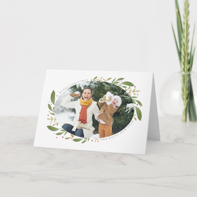 Winter Sprigs Christmas Photo Greeting Card (Front)