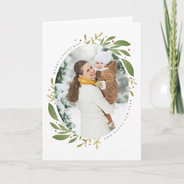 Winter Sprigs Christmas Photo Greeting Card (Front)