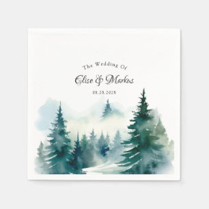 Winter Spruce Christmas Tree Scenery Wedding Napkin
