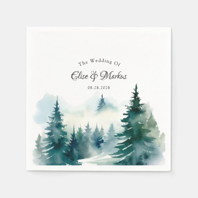 Winter Spruce Christmas Tree Scenery Wedding Napkin (Front)