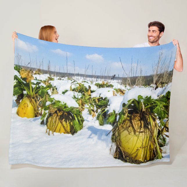 Winter Squash in Snow - Personalised Fleece Blanket (In Situ)