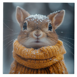 Winter Squirrel Ceramic Tile