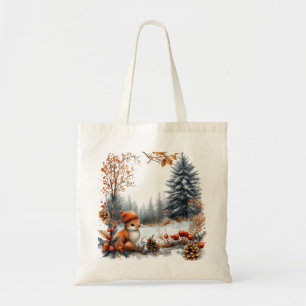 Winter Squirrel in Frosted Forest Tote Bag