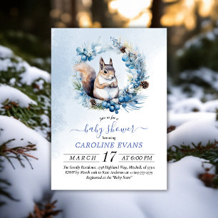 Winter Squirrel Watercolor Baby Shower  Invitation