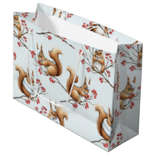 Winter Squirrels Among Snowy Branches Large Gift Bag