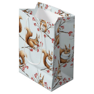 Winter Squirrels Among Snowy Branches Medium Gift Bag