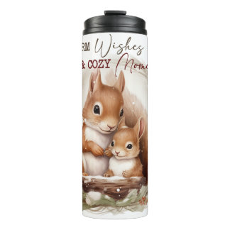 Winter squirrels in the woods Christms Thermal Tumbler