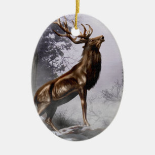 Winter Stag Ceramic Tree Decoration
