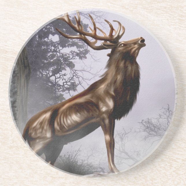 Winter Stag Coaster (Front)