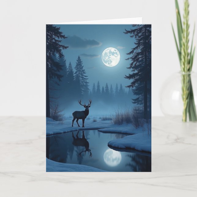 Winter Stag Reflection Card (Front)