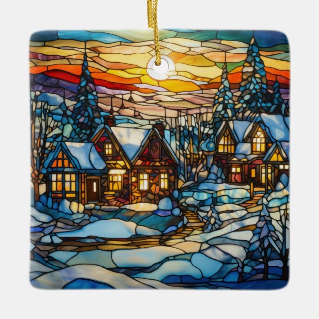 Winter Stained Glass Christmas Ornament (Front)