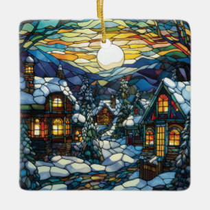 Winter Stained Glass Christmas Ornament