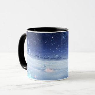 Winter Starlight Mug | Snowy Night Landscape Ceram