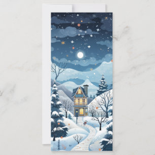 Winter starry night greeting card 