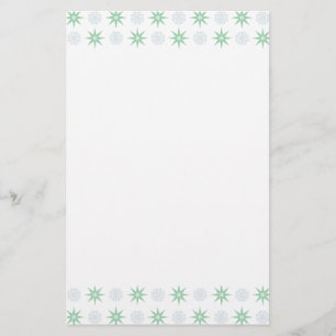 Winter Stars and Snowflake Pattern Stationery