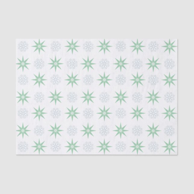 Winter Stars and Snowflakes White Tissue Paper (Front)