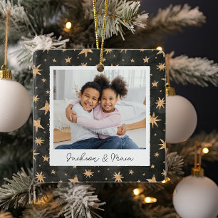 Winter Stars Double Sided Personalised Photo Ceramic Ornament