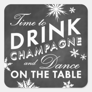 Winter Sticker Time to Drink Champagne