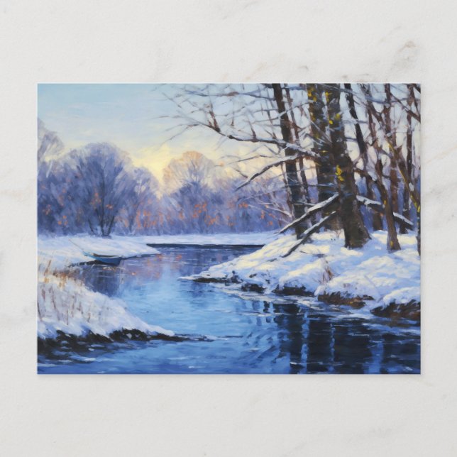 Winter Stillness by the Frozen Havel River Postcard (Front)