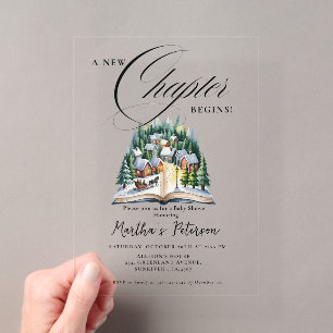 Winter Storybook A New Chapter Begins Baby Shower Acrylic Invitations