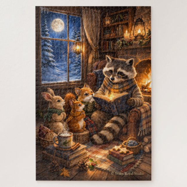 Winter Storytime at Pinecone Hollow Jigsaw Puzzle (Vertical)