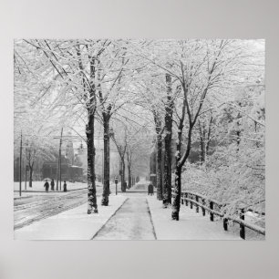 Winter Street Scene, 1910. Vintage Photo Poster