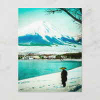 Winter Stroll Beneath Mt. Fuji 富士山 Vintage Japan