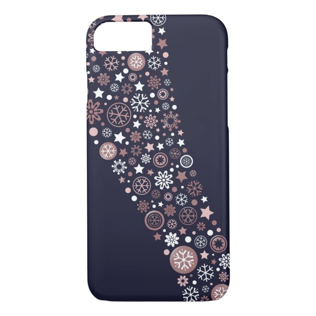 Winter stylish rose gold snowflake seasonal Case-Mate iPhone case (Back)