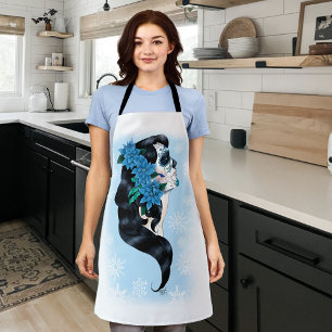 Winter Sugar Skull Blue Snowflakes Apron