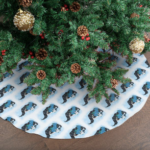 Winter sugar Skull Blue Snowflakes Brushed Polyester Tree Skirt