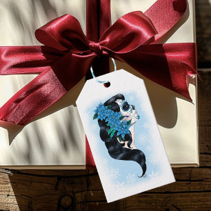 Winter Sugar Skull Blue Snowflakes Gift Tags