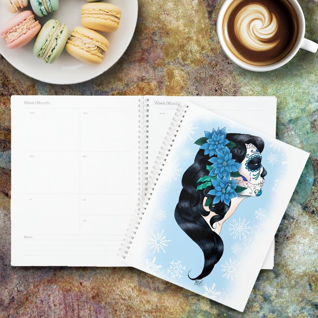 Winter Sugar Skull Blue Snowflakes Planner (Creator Uploaded)