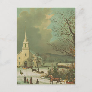Winter Sunday in olden times Postcard