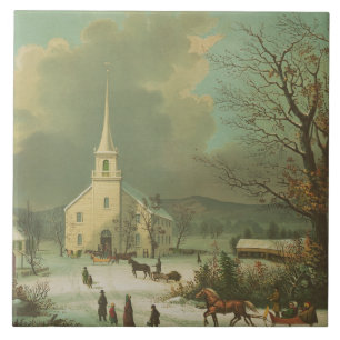Winter Sunday in olden times Tile