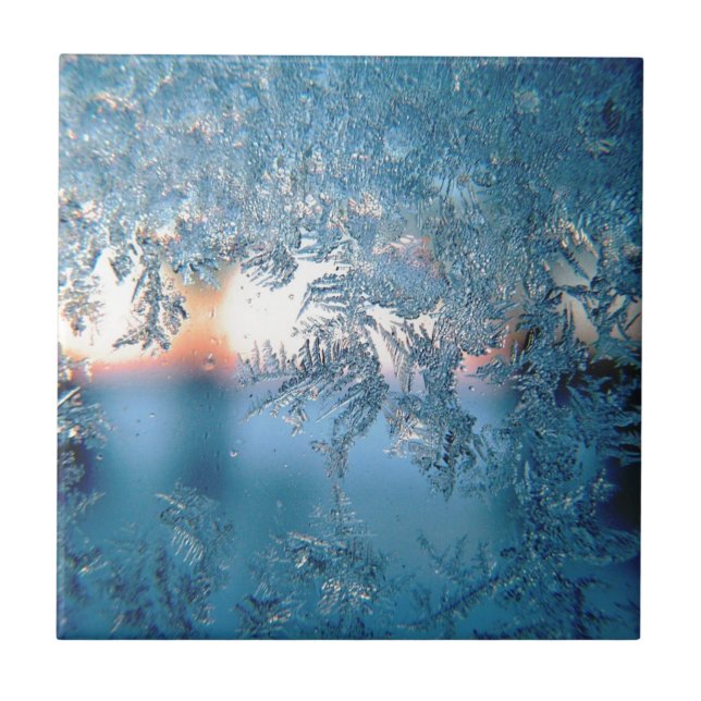 Winter Sunlight Through Frosted Ice Crystals Glass Tile (Front)