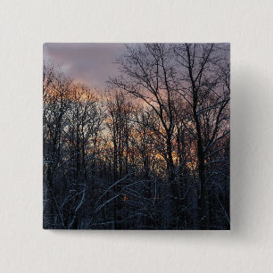 Winter Sunrise I Pastel Nature Landscape 15 Cm Square Badge
