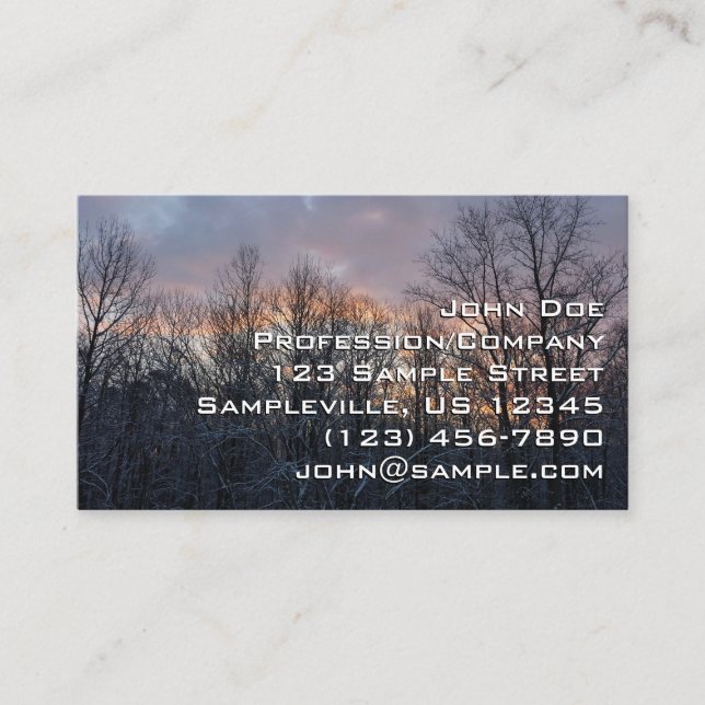 Winter Sunrise I Pastel Nature Landscape Business Card (Front)
