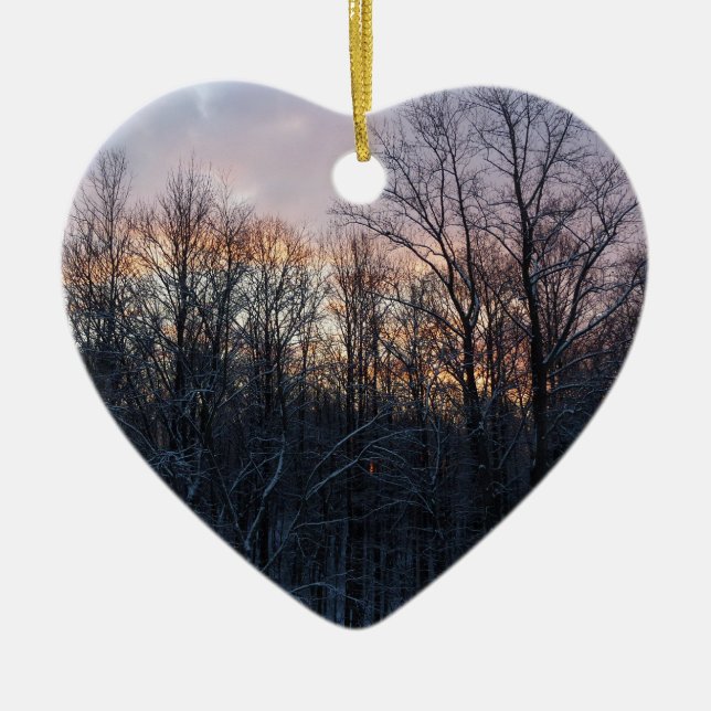 Winter Sunrise I Pastel Nature Landscape Ceramic Tree Decoration (Front)