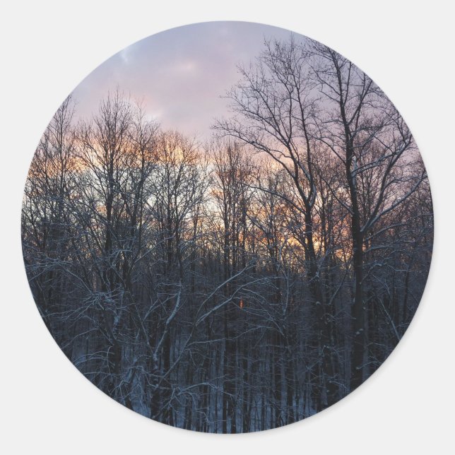 Winter Sunrise I Pastel Nature Landscape Classic Round Sticker (Front)